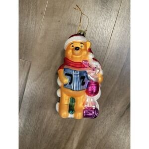 Blown Glass Winnie the Pooh Ornament Santas Best Disney VTG Hand blown Pigglet